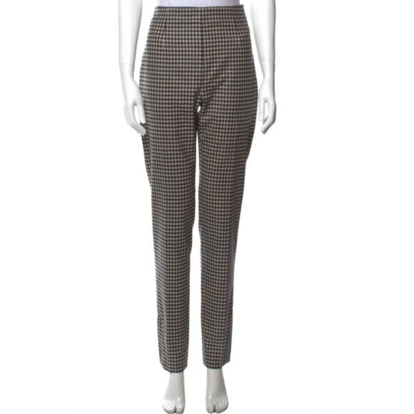 MaxMara Virgin Wool Gingham Tailored Pants Sz 8 - Picture 1 of 8